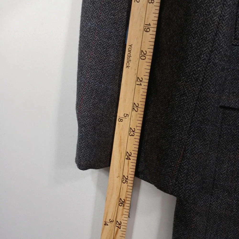 Club Room Cashmere Blend Sport Coat Mens 46S 46R‎ Grey Herringbone Windowpane